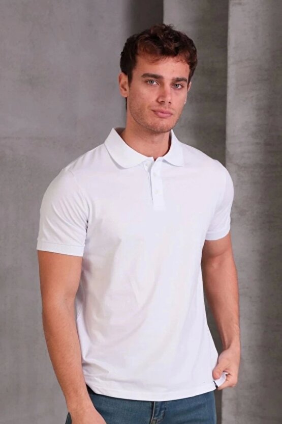 Erkek Slim Fit Pamuklu Yumuşak Doku Nefes Alan Kumaş Yakalı Tişört