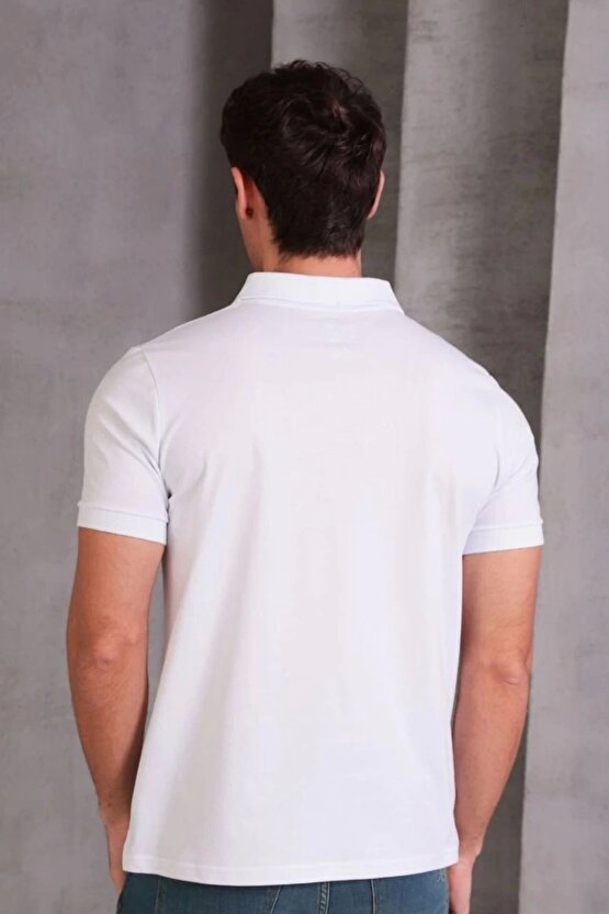 Erkek Slim Fit Pamuklu Yumuşak Doku Nefes Alan Kumaş Yakalı Tişört