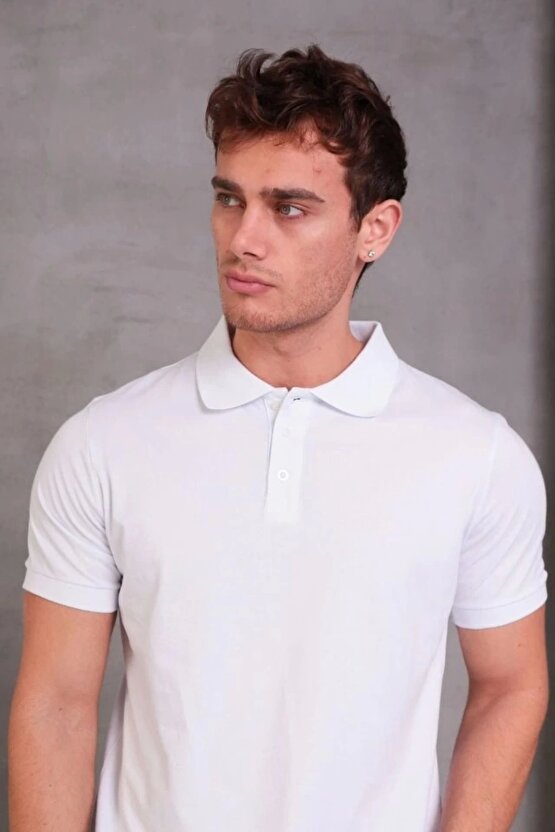 Erkek Slim Fit Pamuklu Yumuşak Doku Nefes Alan Kumaş Yakalı Tişört