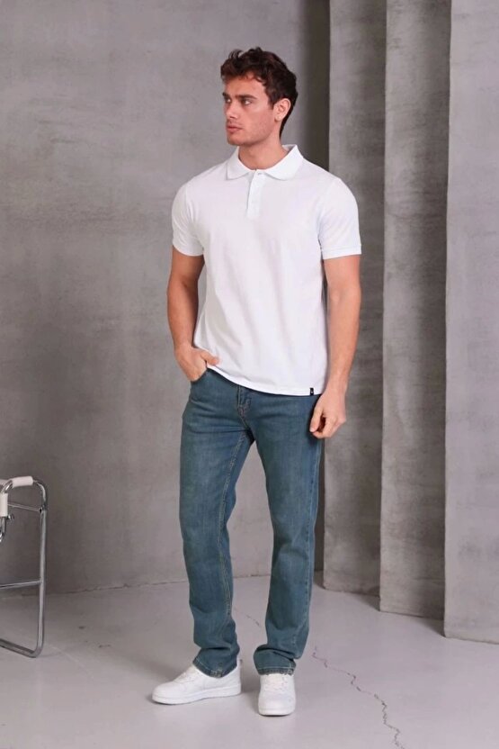 Erkek Slim Fit Pamuklu Yumuşak Doku Nefes Alan Kumaş Yakalı Tişört