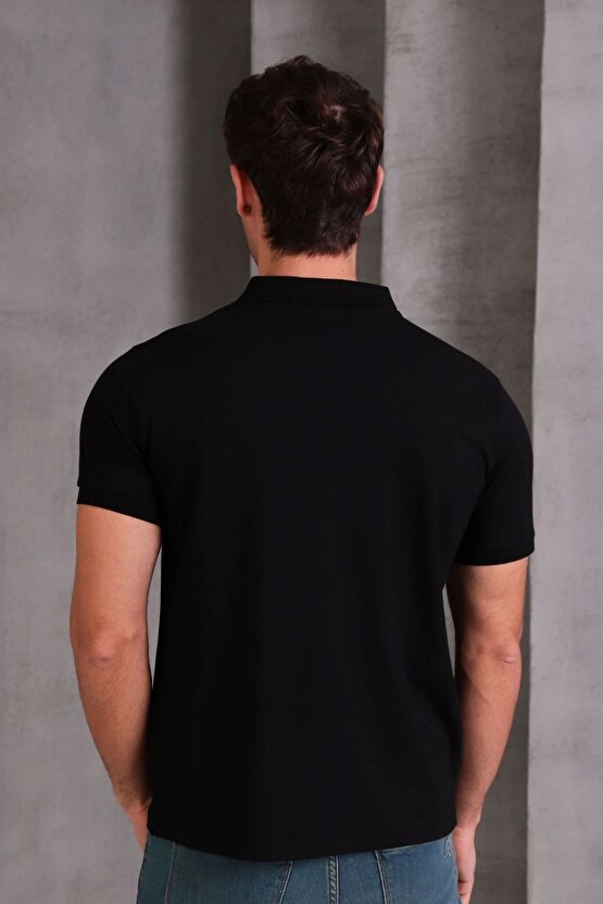 Erkek Slim Fit Pamuklu Yumuşak Doku Nefes Alan Kumaş Yakalı Tişört