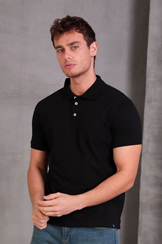 Erkek Slim Fit Pamuklu Yumuşak Doku Nefes Alan Kumaş Yakalı Tişört