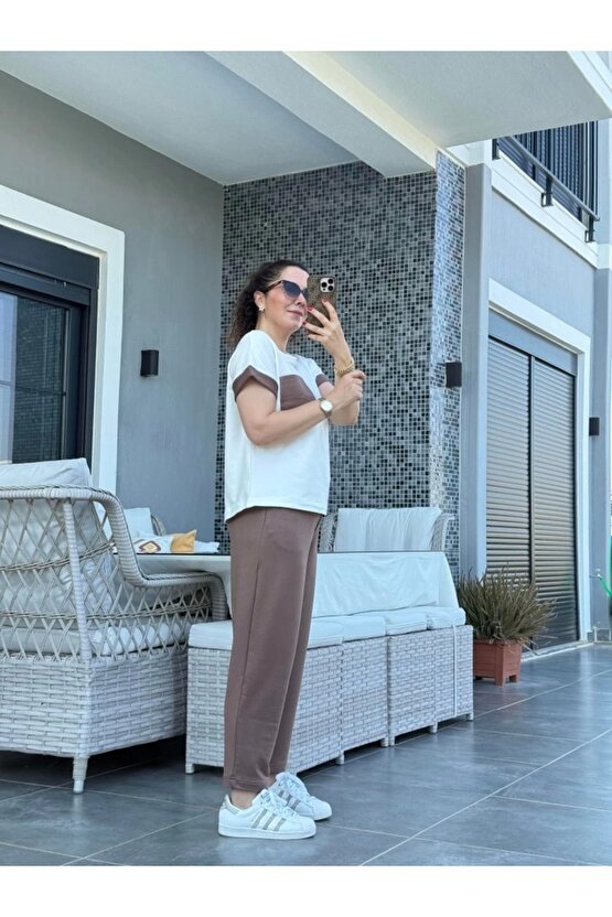 Kadın Kristal Kumaş Garnili Cep Detaylı Ikili Takım