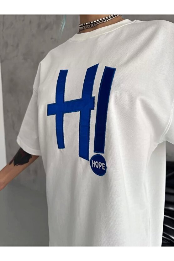 Unisex Nakış İşlemeli T-Shirt - Beyaz