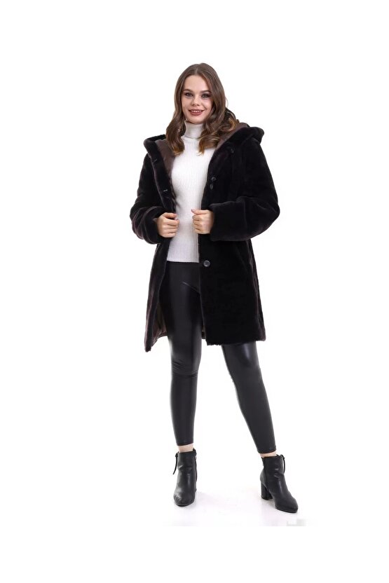 Kadın Reks Kapüşonlu - Kahverengi