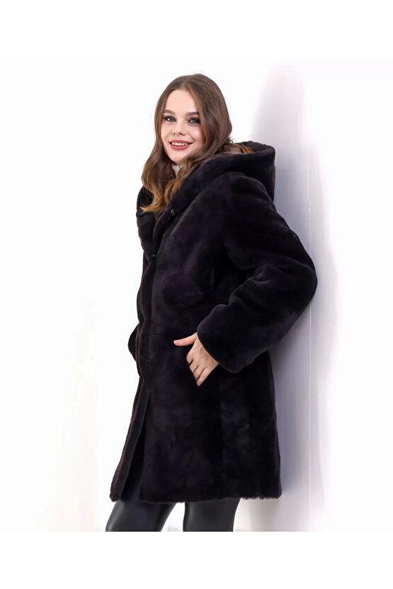 Kadın Reks Kapüşonlu - Kahverengi