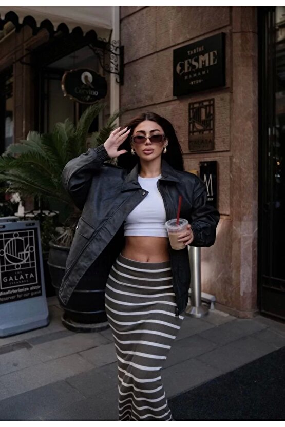 Suni Deri Pilot Ceket