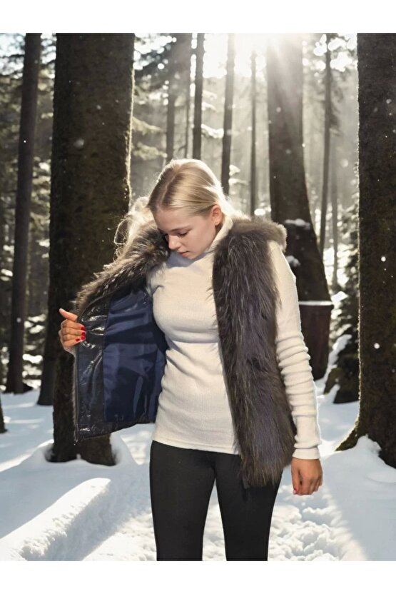 Velmora Kolsuz Fermuarlı Yelek - Siyah