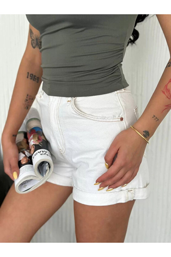 Osy Modal Yumuşak Dokulu Kumaş Bisiklet Yaka Kadın Sıfır Kol Bluz Omuz Toka Aksesuar Detaylı - Haki