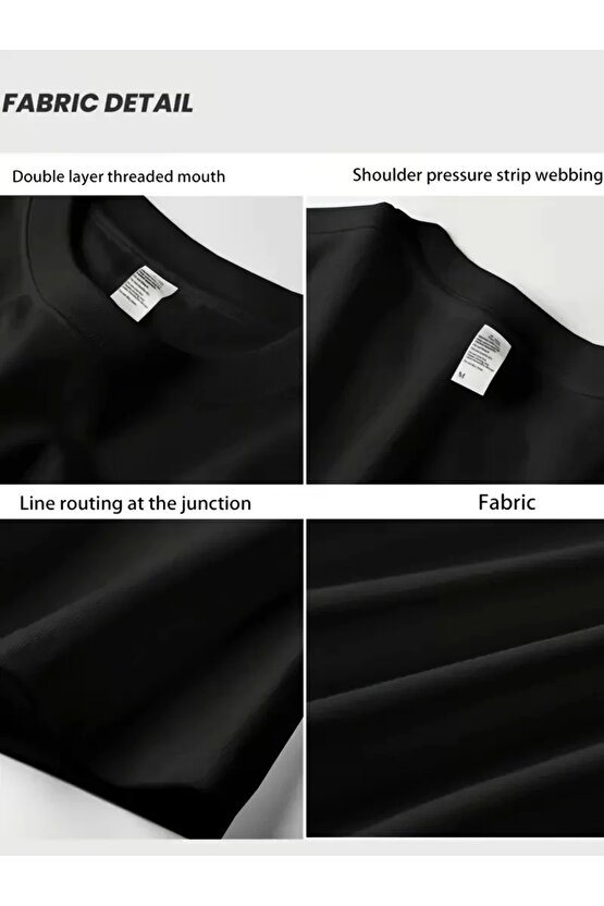 AICG Ön Arka Baskılı Bisiklet Yaka Kadın Oversize Bisiklet Yaka T-shirt - Siyah