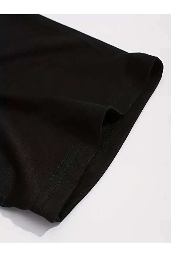 Sporda Günlük Hayata Giyilebilir GYM Baskılı Oversize Bisiklet Yaka Erkek T-shirt - Siyah