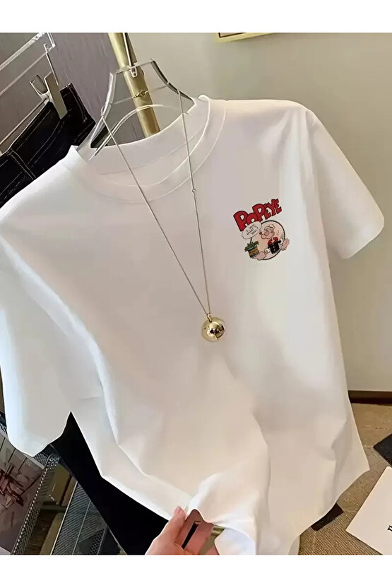 Erkek Oversize Tişörtü Popeye the Sailor Retro Vintage Ispanak | Hediye olarak idealdir, farklı boy