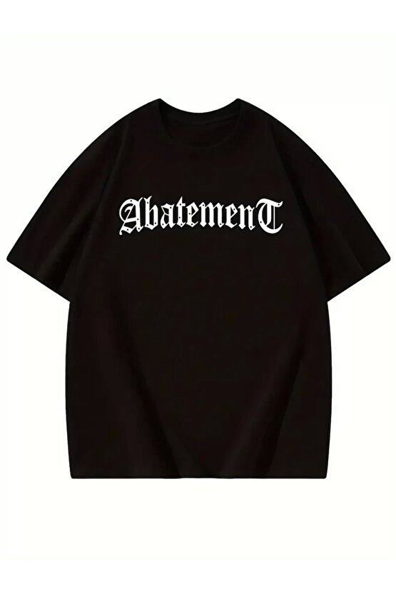 Örümcek Ağı Desenli Baskılı Oversize Bisiklet Yaka T-shirt - Siyah