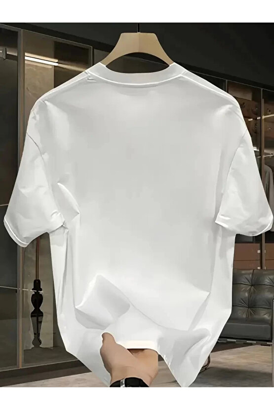 Pembe Panter Baskılı Erkek Oversize Günlük Kısa Kollu Tişört İlkbahar ve Yaz için Mükemmeldir - Beya