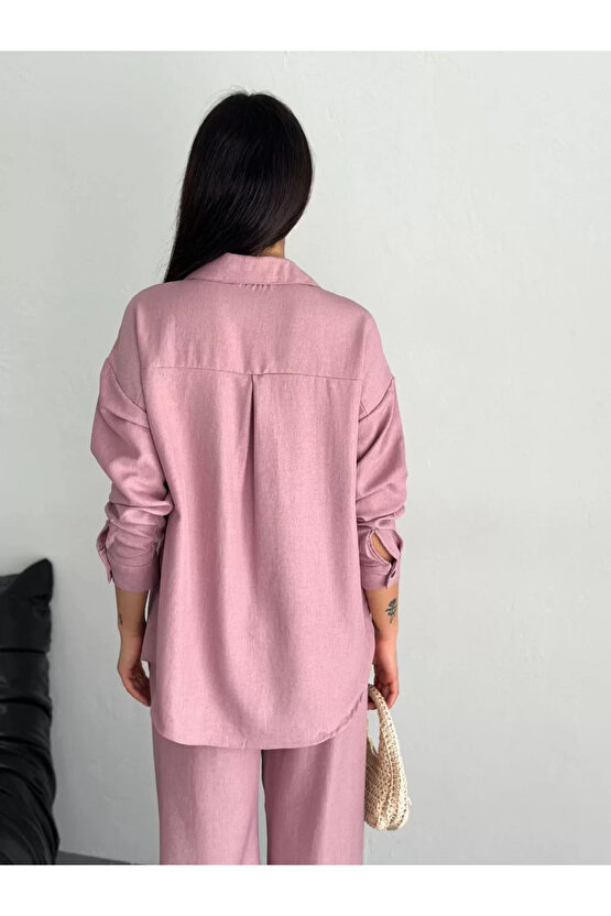 Gömlek Pantolon ikili Takım - Toz Pembe