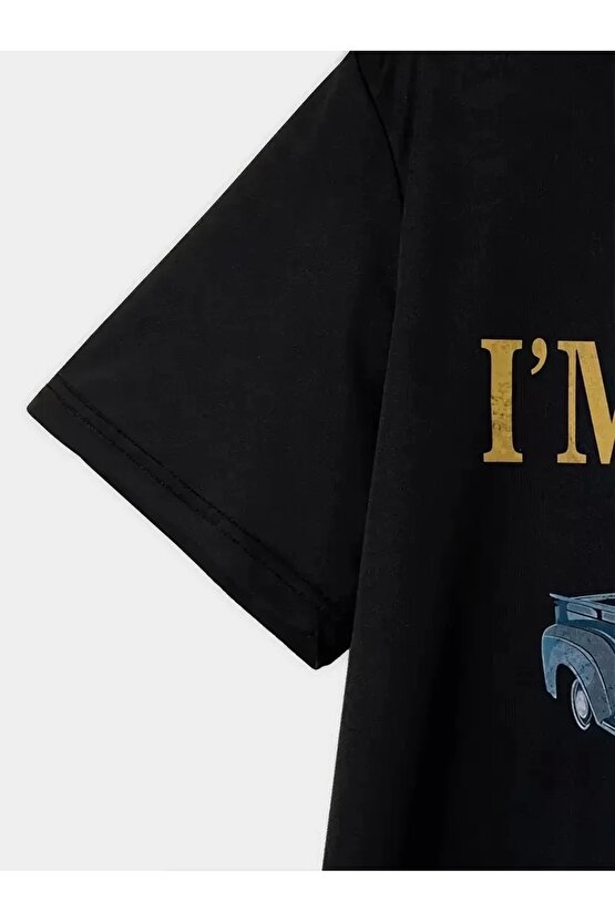 Erkek Vintage Araba Grafik T-Shirt - Ben Yaşlı Değilim Ben Bir Klasiğim Esprili Baskı Nefes Alabi