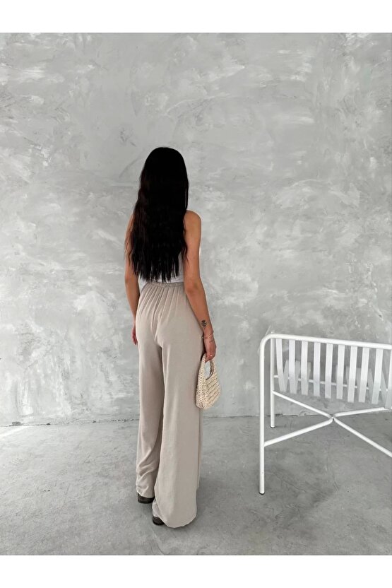 Ayrobin Oversize Kadın Pantalon - Bej