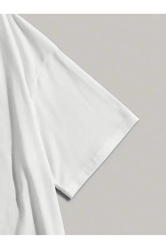 201 Penye Compack Dark Angel Baskılı Oversize Kısa Kol Yazlık T-shirt- Beyaz