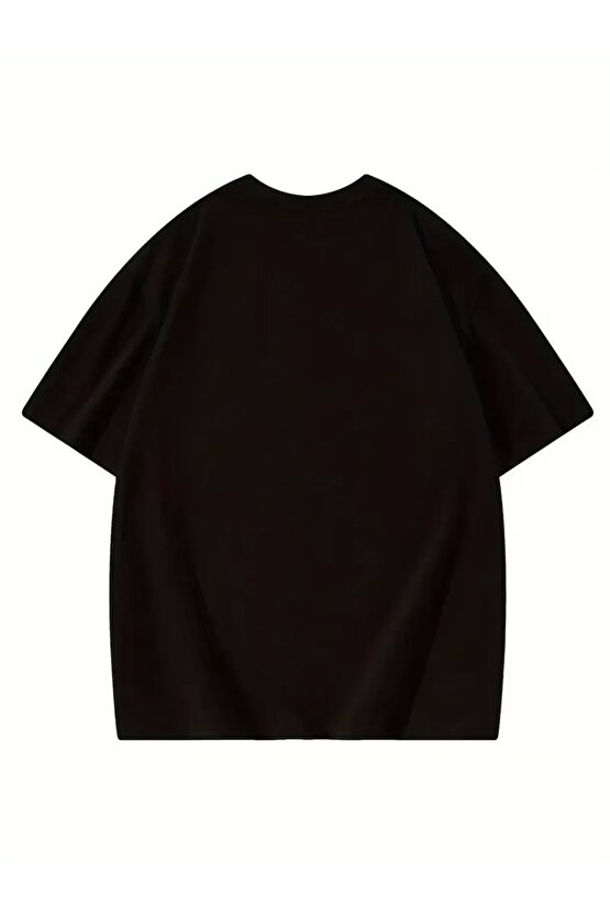 Thousand Ön Arka Baskılı Oversize Bisiklet Yaka T-shirt - Siyah