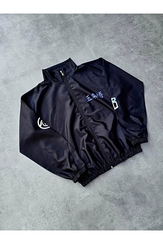 Fermuarlı Dijital Baskılı Rüzgarlık - Siyah