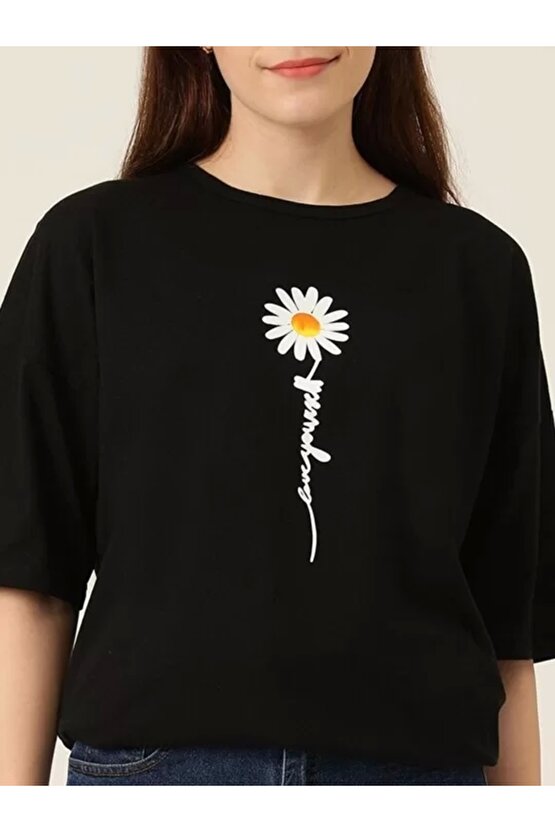 Baskılı Kadın T-shirt - Siyah