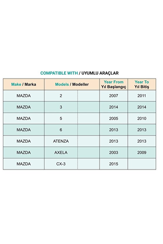 Mazda için Tampon Davlumbaz Klips - 50 Adet
