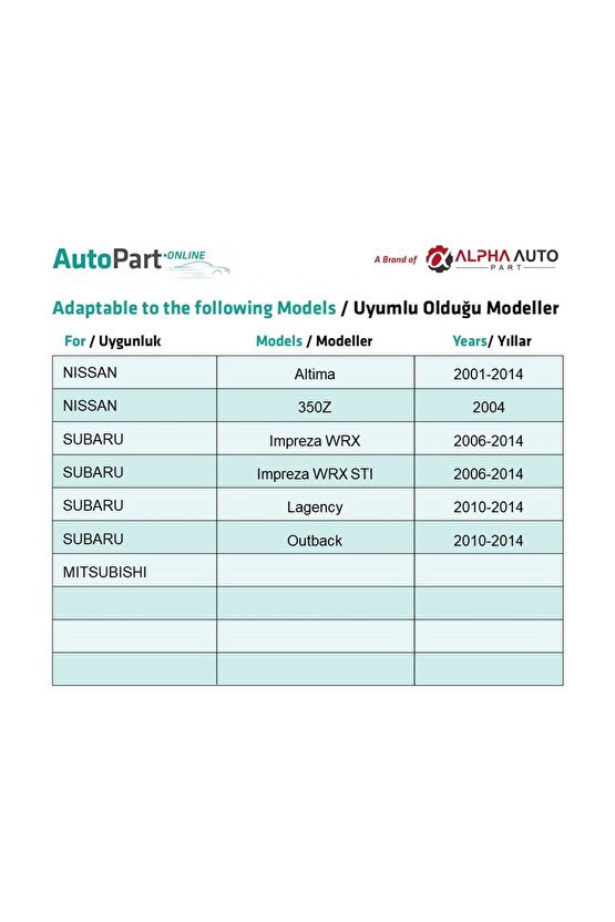 Nissan Mitsubishi Subaru için Tampon Davlumbaz Klips - 100 Adet