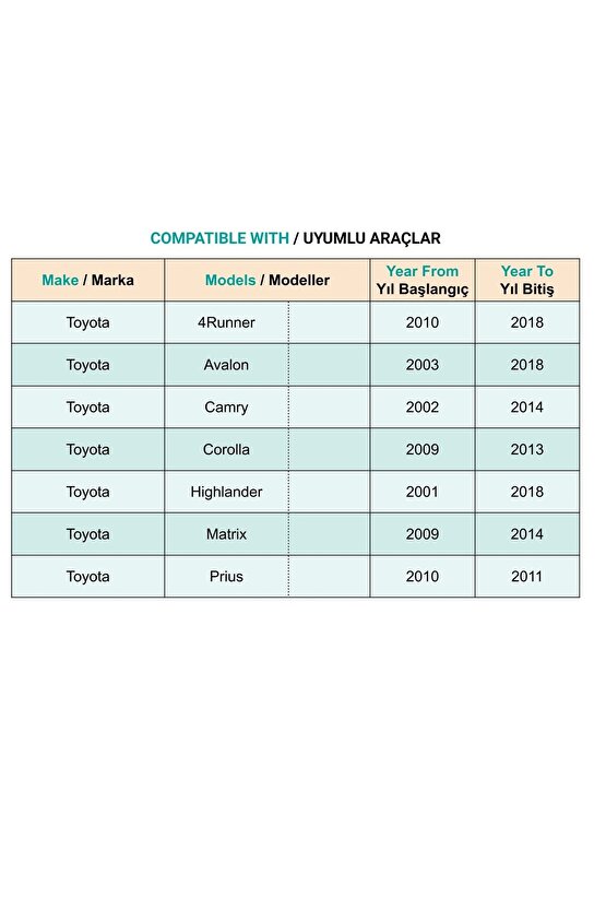 Toyota için Davlumbaz Klips - 10 Adet