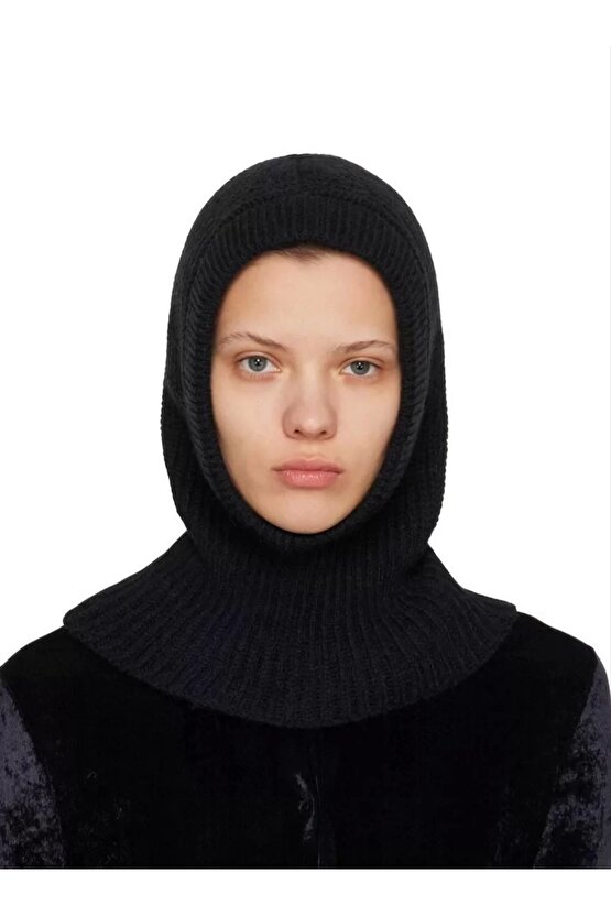 Kışlık Tam Kalıp Boğazlı Dokuma Triko Bere - Siyah