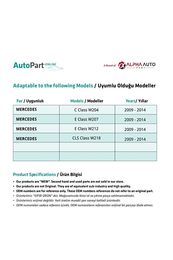Mercedes C Class W204 Için El Fren Mandalı