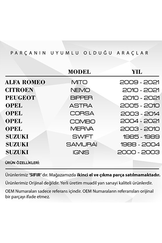 Fiat Doblo, Citroen Nemo Için Hava Filtre Kazan Lastik Seti 6lı