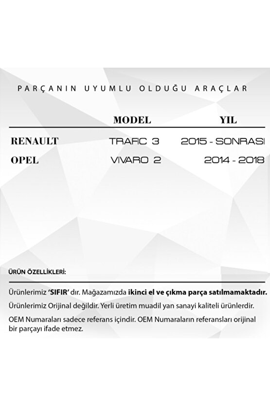 Renault Trafic 3, Opel Vivaro 2 Için Çamurluk Sinyali - Sağ -