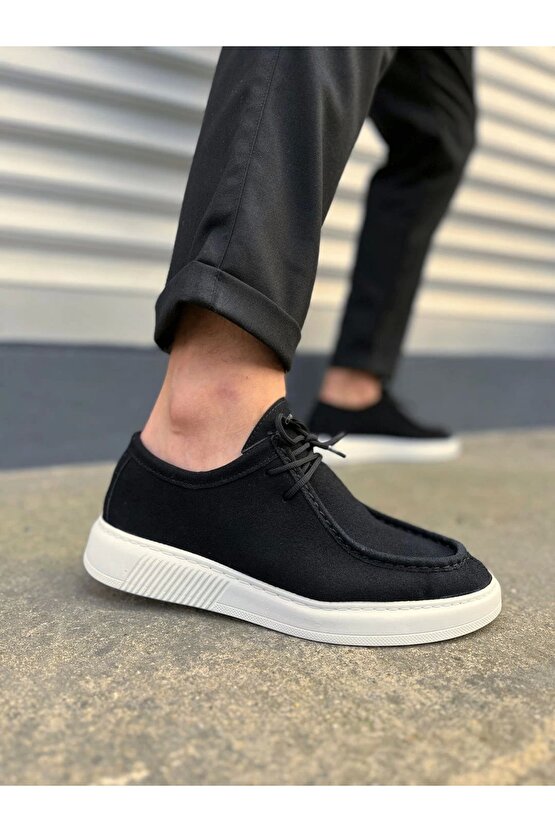 JY170 Tornado Bağcıklı Süet Erkek Günlük Spor Klasik Ayakkabı SBT - Siyah