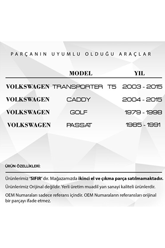 Volkswagen Golf, Caddy, Passat, Transporter T5 Için Sürgülü Kapı Kilit Plastiği