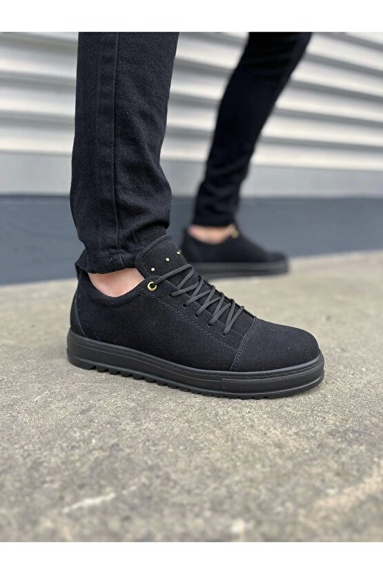 JY152 Cool Bağcıklı Süet Erkek Günlük Spor Klasik Ayakkabı SST - Siyah