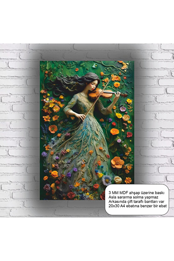 müzik kemal enstürman çalan kız estetik sanatsal mdf tablo ahşap poster
