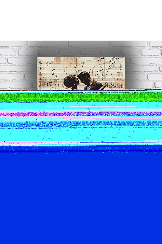müzik notalarıyla dans eden kadın erkek sanatsal estetik mdf tablo ahşap poster