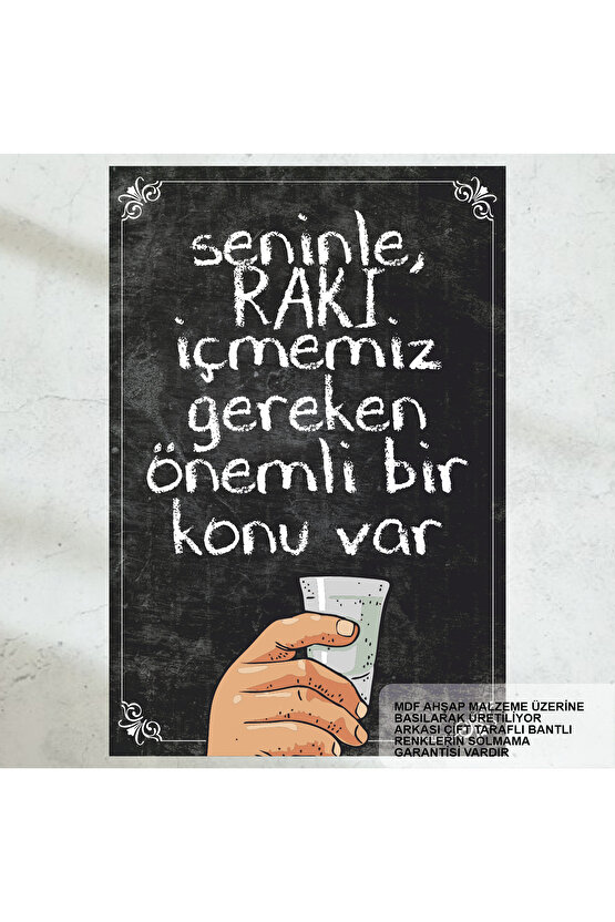 rakı muhabbeti rakı sözler komik eğlenceli sözler duvar yazıları retro ahşap poster