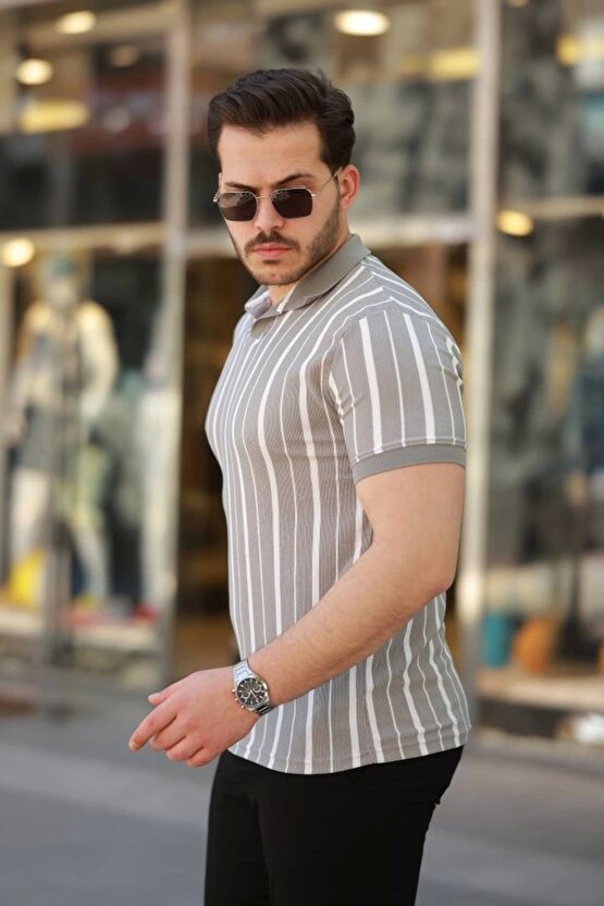 Erkek Yakalı örme Kumaş Kısa Kollu T-shirt