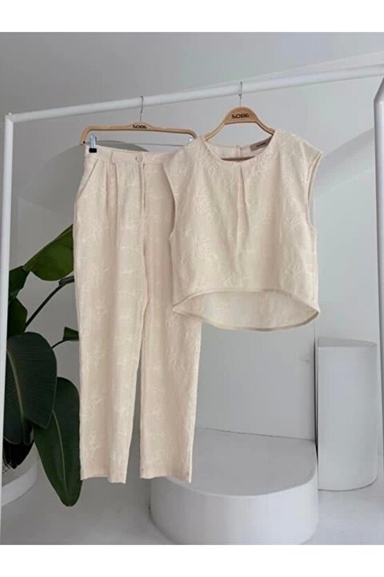 Shalina Süzüne Nakışlı Crop Takım 9796-08