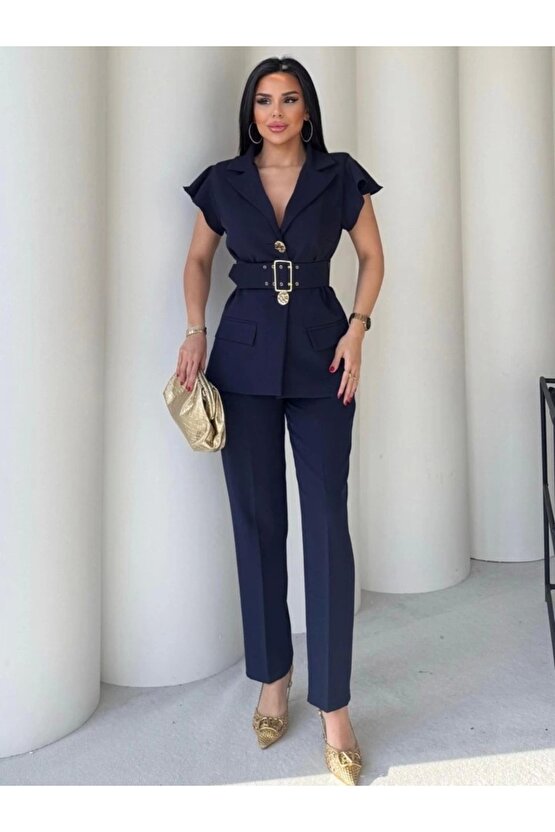 Vatkalı Yelek Pantolon İkili Takım