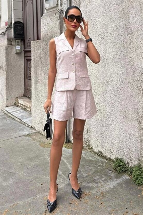 gl00my Yazın Şıklığına Adım Atın - Yelek Şort Takım -17