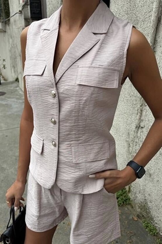 gl00my Yazın Şıklığına Adım Atın - Yelek Şort Takım -17