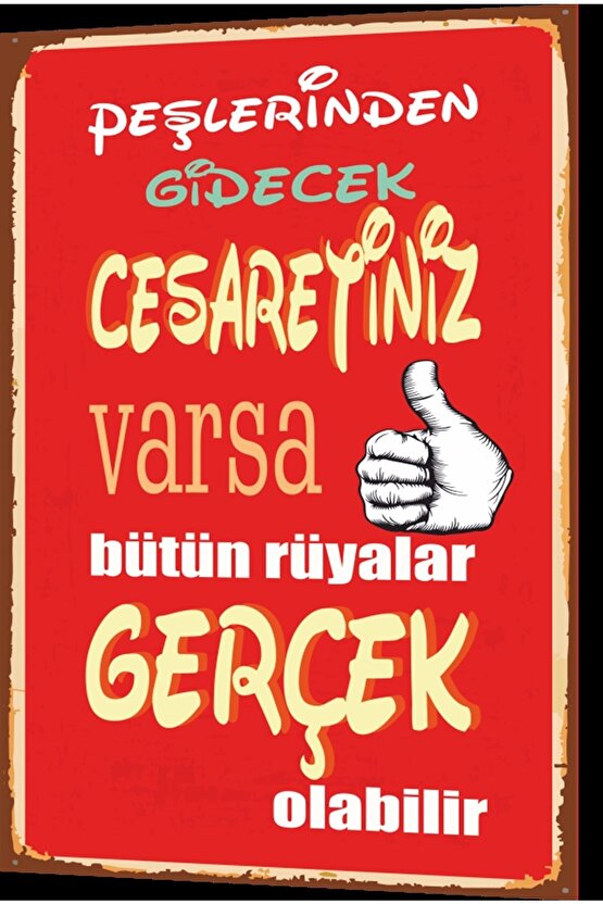 Rüyalar Gerçek Olabilir Duvar Yazıları Retro Ahşap Poster