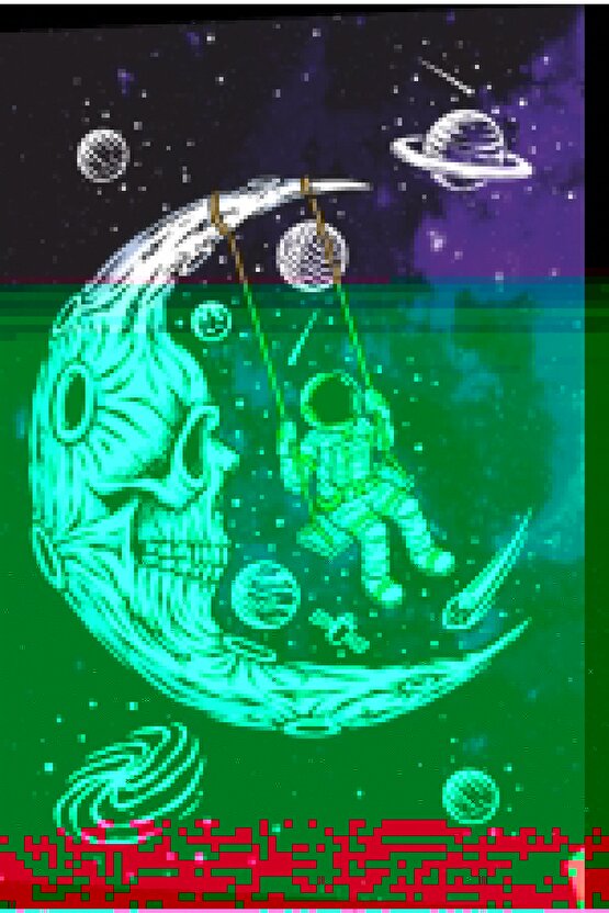 Uzayda Hayat Var Eğlenceli Astronot-2 Retro Ahşap Poster