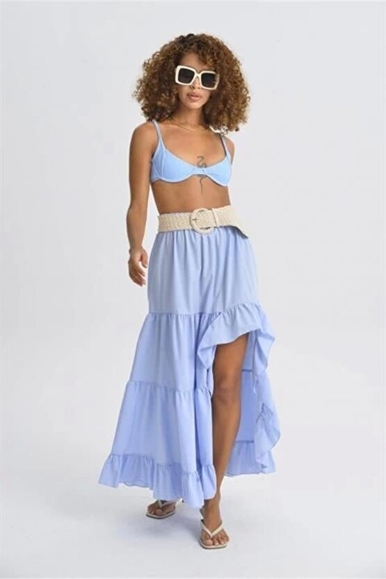 Audrey Fıfrlı Yırtmaç Detay Etek 4037