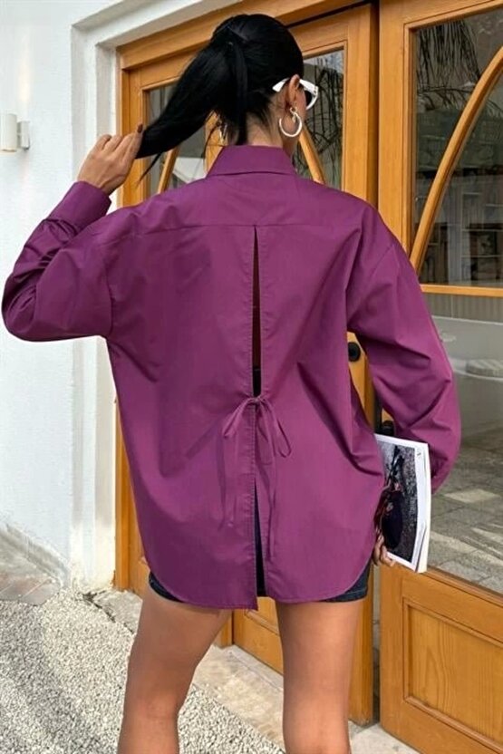 Süzine Cepli Arkası Yırtmaçlı Oversize Gömlek 3420