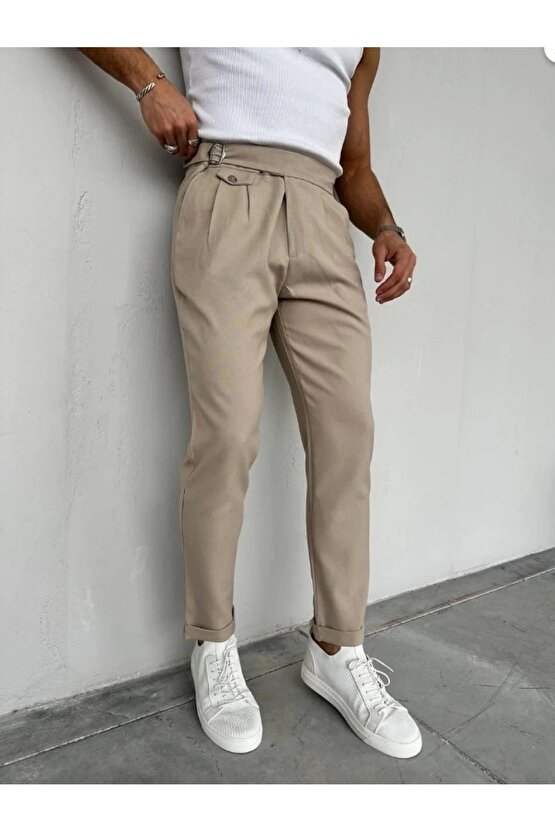 Erkek Bel Toka Detaylı Pileli Pantolon