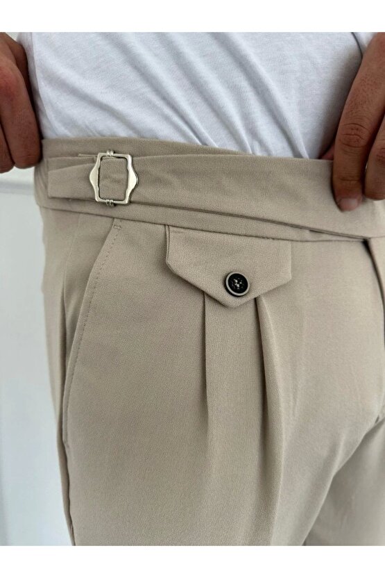 Erkek Bel Toka Detaylı Pileli Pantolon