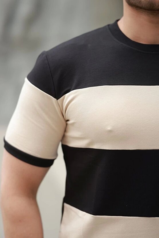 Erkek Parçalı Renk Kısa Kollu Tişört